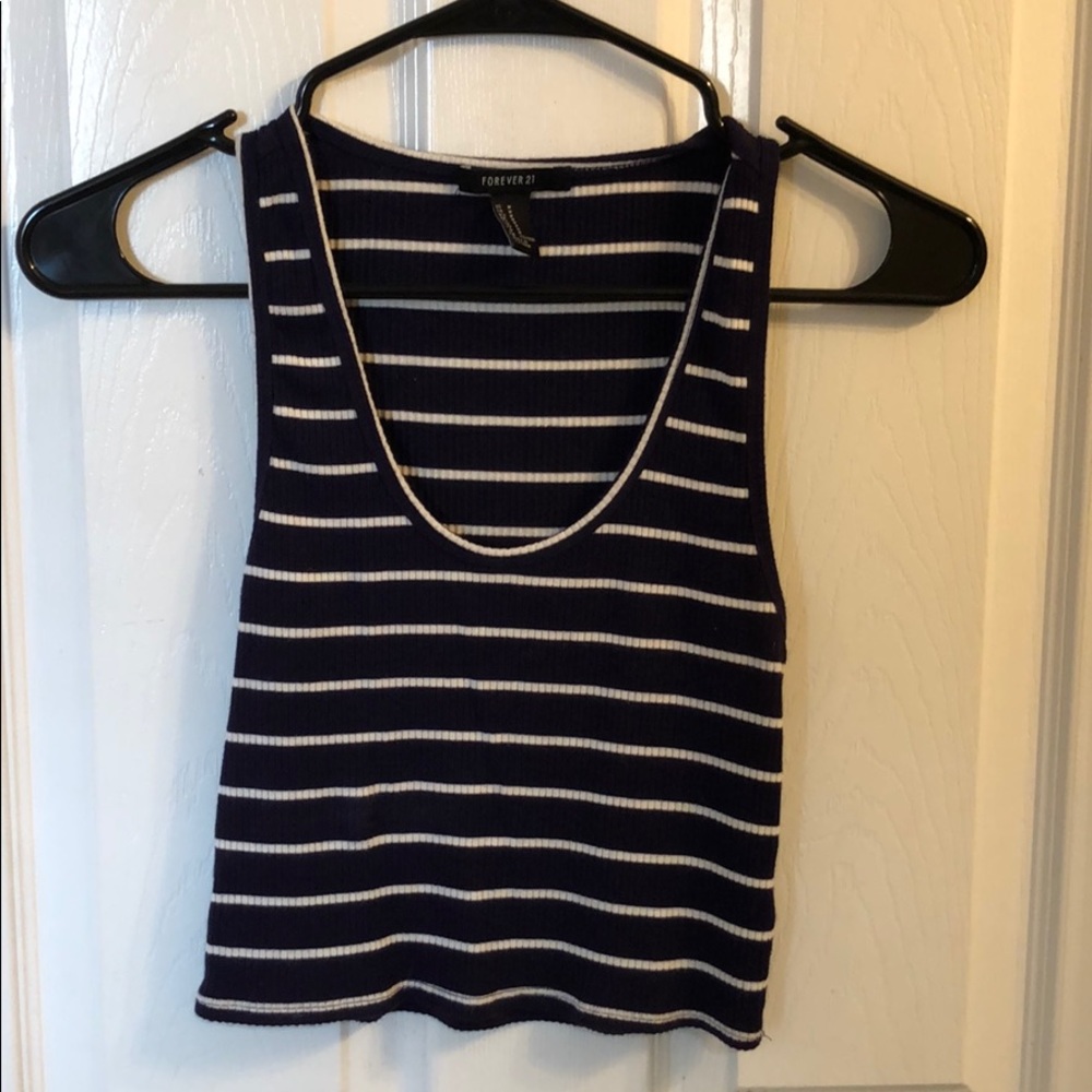 Forever 21 Navy Stripe Crop Top